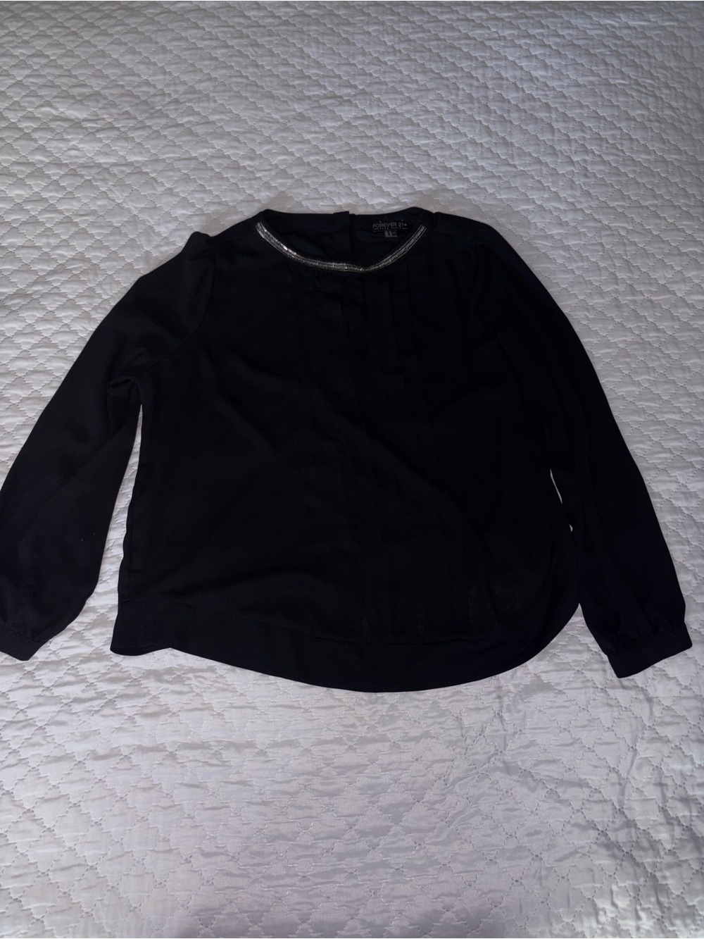 Forever 21 Black Blouse with Metallic Trim
